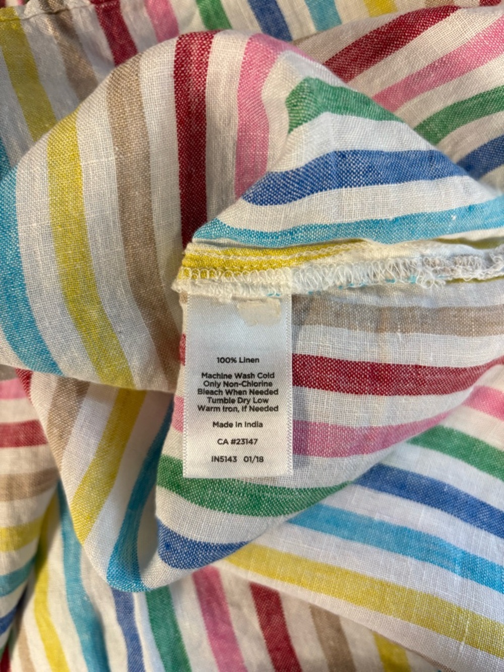 Talbots colorful rainbow striped sleeveless V neck Spring linen tank top size M - Picture 11 of 11